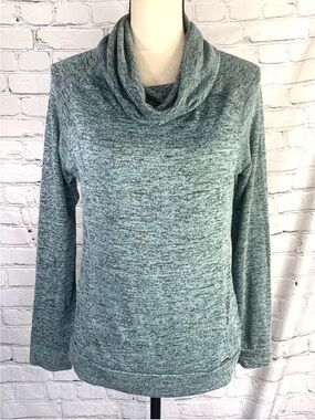NWOT Hello Mello Cowl Turtleneck Sweater Long Sleeve Pockets Heathered Seafoam